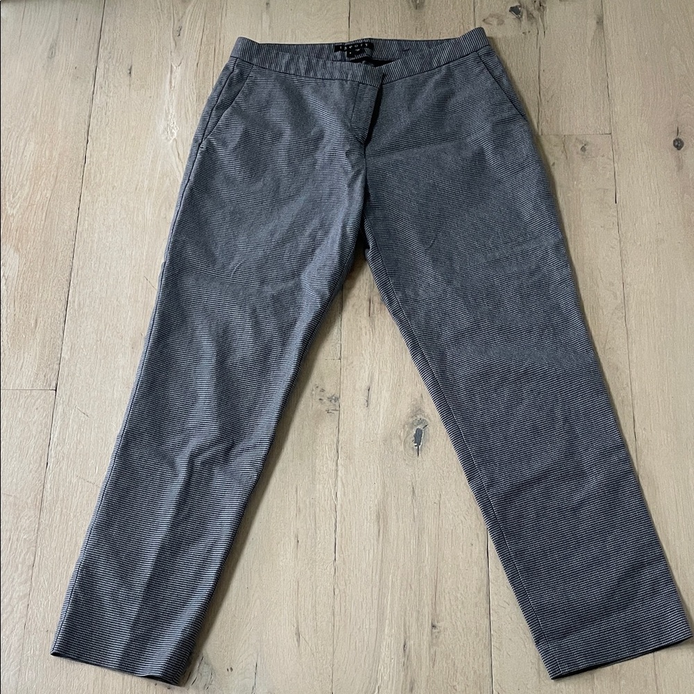 Theory Cotton Blend Preppy Retro Navy Checked AnkleTrouser Size 6